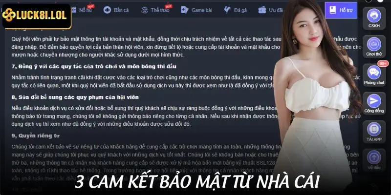 Những cam kết về tính an toàn bảo mật từ nhà cái