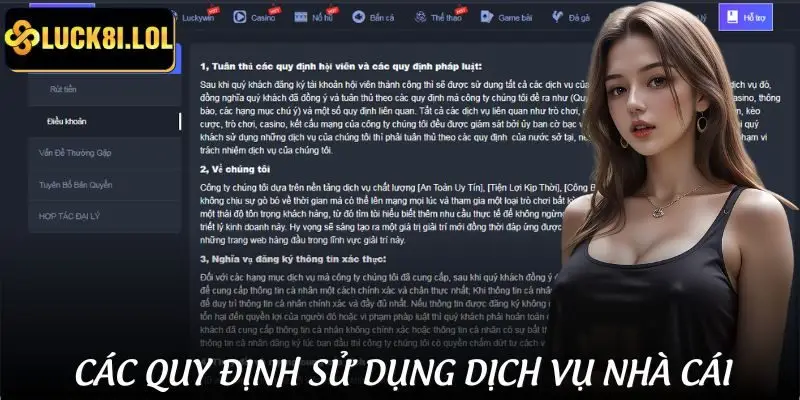 Danh sách điều khoản được áp dụng khi người chơi sử dụng dịch vụ