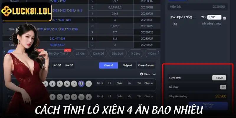 Từng cách tính lô xiên 4 ăn bao nhiêu dễ hiểu nhất