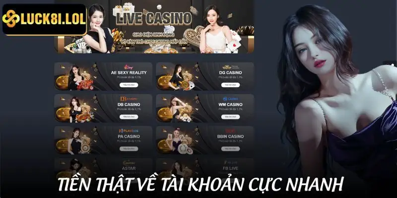 Các sảnh Live Casino nổi bật tại LUCK8: